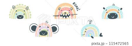 Cute Rainbow Animal for Childish Nursery Vector Set Cute Rainbow Animal for Childish Nursery Vector Set 115472565