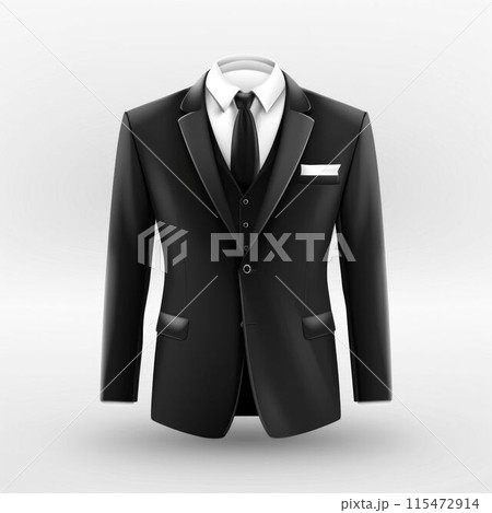 Black Suit on White Background. Generative ai 115472914
