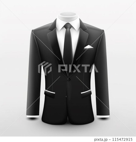 Black Suit on White Background. Generative ai 115472915