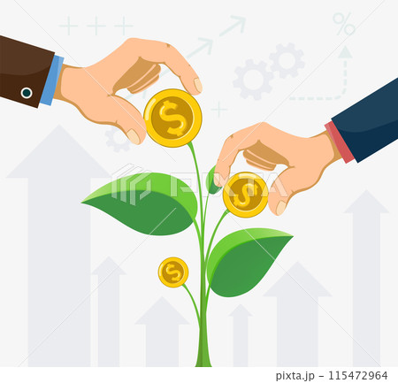 Coins money growing on plant tree 115472964