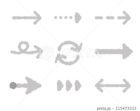 手書き風　矢印　グレー　セット 115473313