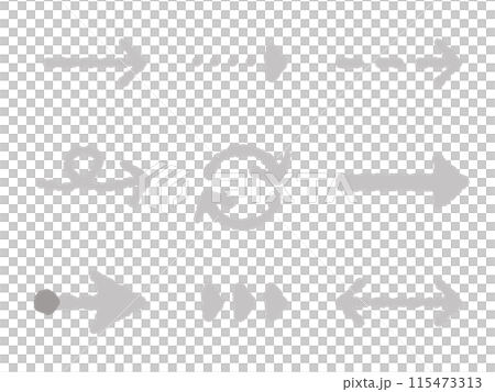 手書き風　矢印　グレー　セット 115473313