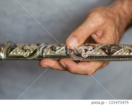 Silver blade scabbard, handmade, the process of creation. Silver blade scabbard, handmade, the process of creation. 115473475