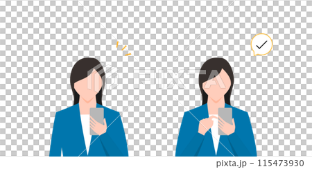 Set of business people holding smartphones 115473930