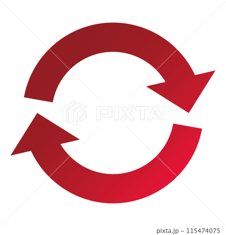 シンプルな矢印のアイコン　グラデーション　赤　ピンク　イラスト　素材 115474075