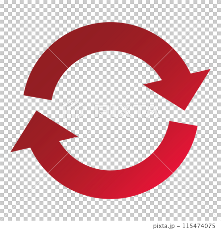 シンプルな矢印のアイコン　グラデーション　赤　ピンク　イラスト　素材 115474075