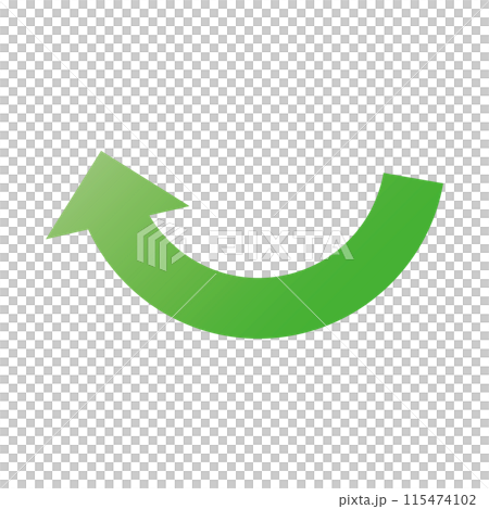 シンプルな矢印のアイコン　グラデーション　緑　黄緑　イラスト　素材 115474102