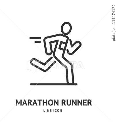 Marathon Runner Sign Thin Line Icon Emblem Concept. Vector 115474179