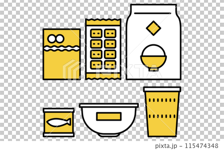 防災グッズ、非常食のシンプルな線画アイコン 防災グッズ、非常食のシンプルな線画アイコン 115474348