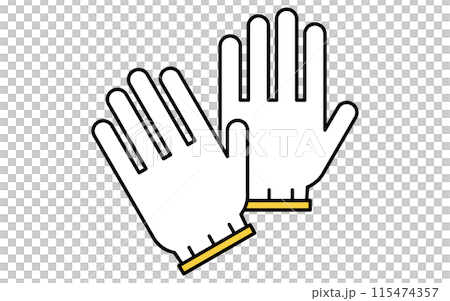 Disaster prevention supplies, simple line icon of white work gloves 115474357