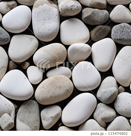 Seamless grey, black and white pebble pattern or tileriver  stone background 115474802