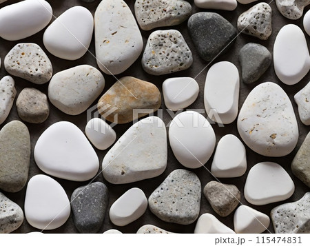Seamless grey, black and white pebble pattern or tileriver  stone background 115474831