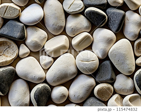 Seamless grey, black and white pebble pattern or tileriver  stone background 115474832