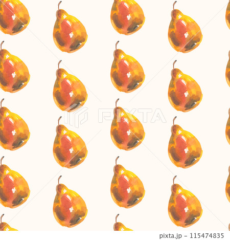 Seamless pattern with hand drawn watercolor pears. 115474835