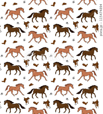 Vector seamless pattern of western horse 115474894