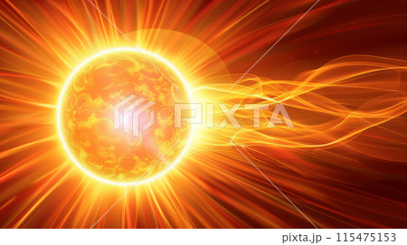 Solar Energy and Ultraviolet Rays. Abstract Sun with Radiant Waves on Red Background Solar Energy and Ultraviolet Rays. Abstract Sun with Radiant Waves on Red Background 115475153