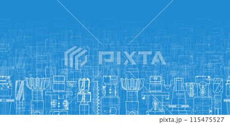 Mechanical engineering drawings on blue...のイラスト素材 [115475527] - PIXTA