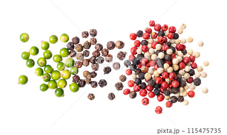 Peppercorn isolated on white background Peppercorn isolated on white background 115475735