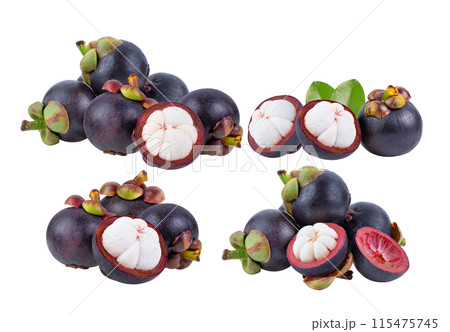 Mangosteen isolated on white background 115475745