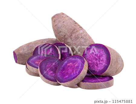purple yams on white background 115475881