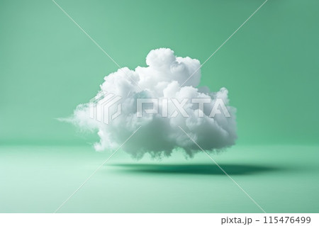 A white cloud floating in the sky above a green background 115476499