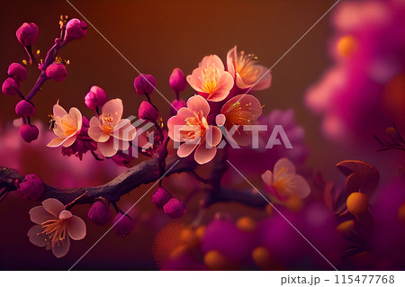 spring flowers lit by the sun looks dreamy  115477768