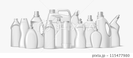 Detergent bottles design template realistic illustration set 115477980