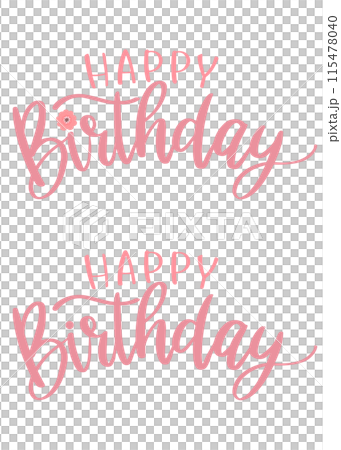 Happy Birthday pink handwritten lettering 115478040