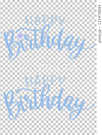 Happy Birthday の青の手書き文字　レターリング 115478043