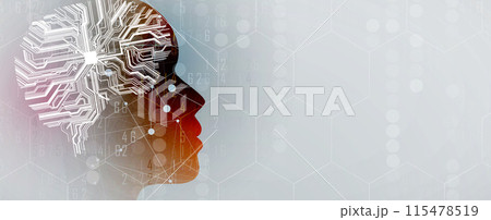 Abstract Artificial intelligence. Cloud computing. Machine learning. Technology web background. Virtual concept. Vector art. 115478519