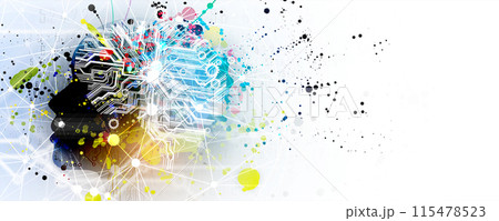 Abstract Artificial intelligence. Cloud computing. Machine learning. Technology web background. Virtual concept. Vector art. Abstract Artificial intelligence. Cloud computing. Machine learning. Technology web background. Virtual concept. Vector art. 115478523