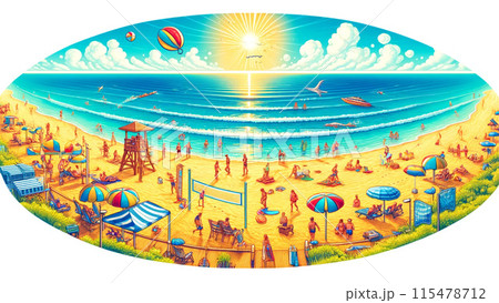 夏の賑わう海水浴場 夏の賑わう海水浴場 115478712