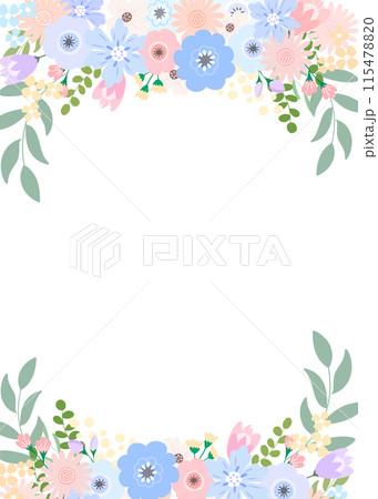 ブルーの花のフレーム　コピースペース　縦 115478820