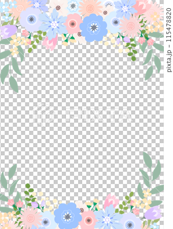 ブルーの花のフレーム　コピースペース　縦 115478820