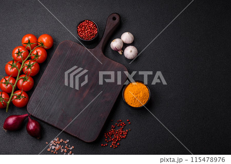 Ingredients for cooking at home pepper, salt, spices and herbs Ingredients for cooking at home pepper, salt, spices and herbs 115478976