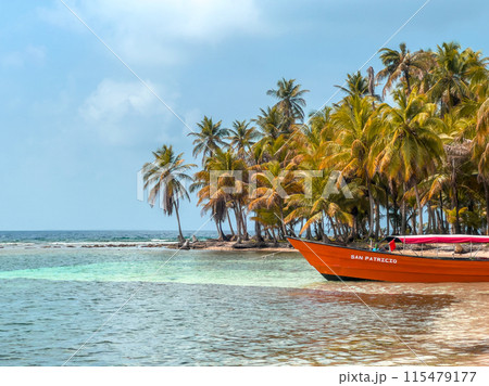 San Blas islands in Panama, tropical beach 115479177