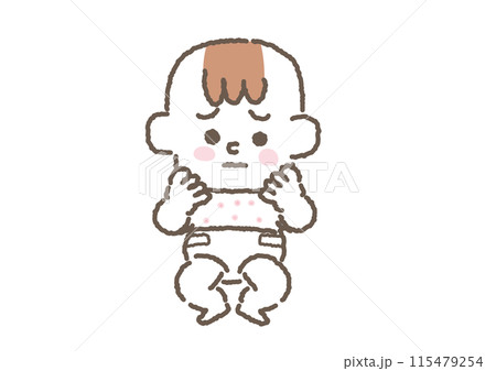 お腹にできものができて痒い赤ちゃんのイラスト 115479254