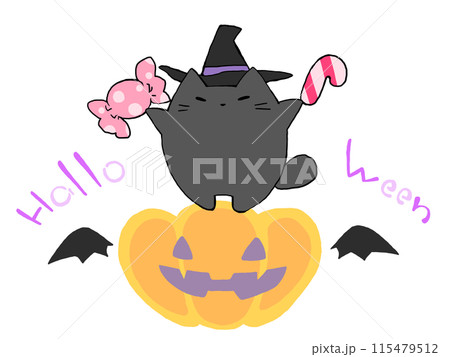 ハロウィンを楽しむねこのイラスト素材 [115479512] - PIXTA