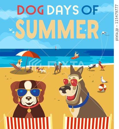 Dog Days of Summer rest on sea beach funny poster Dog Days of Summer rest on sea beach funny poster 115479777