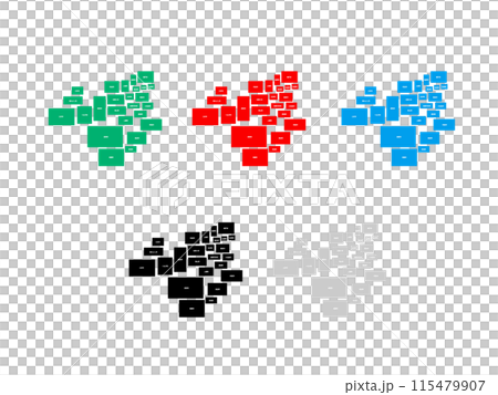Map with cities, towns and villages _ Tokushima prefecture _ Deformed-07 115479907