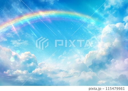 綺麗な虹がかかった青空のイラスト素材 [115479981] - PIXTA