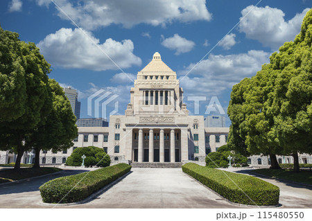 「東京都」国会議事堂　空合成 115480550