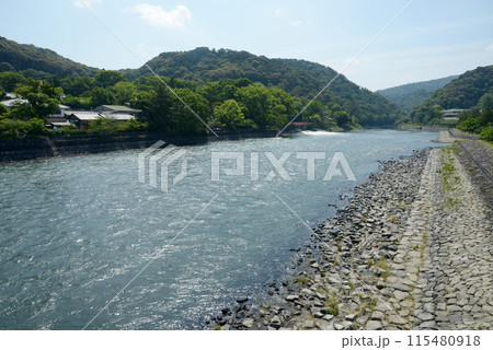 宇治観光　朝霧橋から宇治川上流を望む　京都府宇治市 115480918