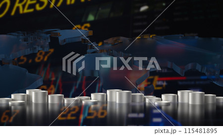 The coins on Chart background for Business concept 3d rendering The coins on Chart background for Business concept 3d rendering 115481895