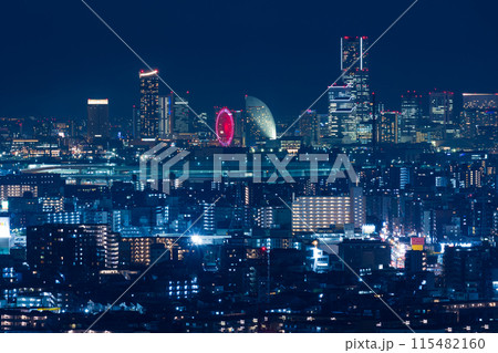 川崎の夜景　川崎市役所からの眺望　横浜みなとみらい方面 115482160