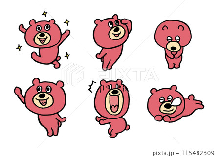 全然怖くないおもしろいピンクのかわいい熊 115482309