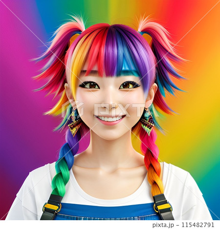 青い服を着た少女が笑顔でいる 115482791