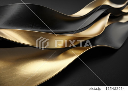 Abstract Black and Gold Wavy Patterns 115482934