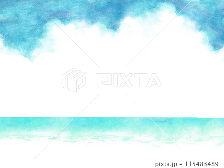 水彩で描いた青空と海のイラスト 115483489
