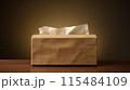 Detailed high resolution texture of a tissue box, providing comforting and soft visuals perfect for sick day essentials. 115484109